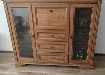 Komplet mebli do salonu – komoda + witryna narożna + kredens (barek)