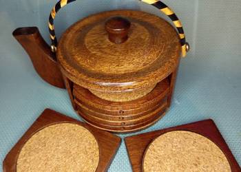 Stary drewniana Rustykalny zestaw podkładek drewno pod napój z Tajwanu