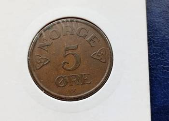 Stare monety 5 ore 1957 Norwegia