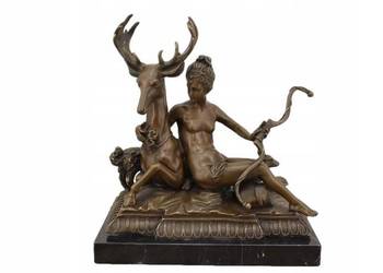 Diana Artemida z Jeleniem - Rzymska Bogini Łowów - Figura z Brązu Mitologia
