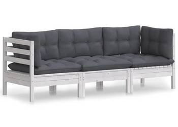 vidaXL 3-osobowa sofa ogrodowa z antracytowymi poduszkami(SKU:3096101)