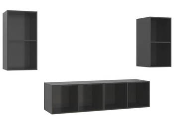 Wiszące szafki TV 4 szt. wysoki połysk szare płyta wiórowa WM-3079879