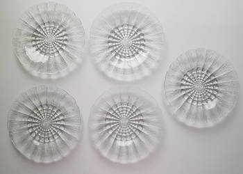 5 x talerzyk Cora (ok.19 cm), talerzyki Ząbkowice, szkło PRL