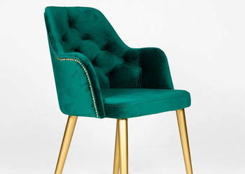 Krzesło Loftowe KUBEŁEK stożek - butelkowa zieleń - złote