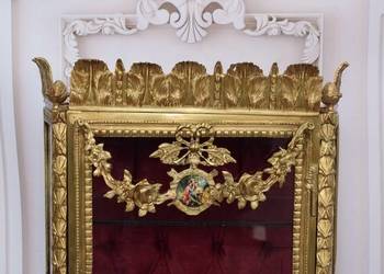 Witryna EMPIRE Gablotka Cała z Brązu Złoconego + Medalion, Marmur BRĄZ