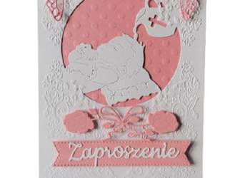 Zaproszenia Chrzest Święty Dziewczynka – Dziecko Na Poduszce C6 – Róż - Bie