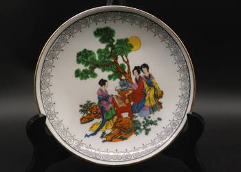 Chiński talerz/talerzyk porcelanowy z ręcznie malowaną dekoracją