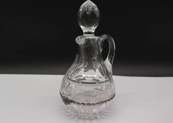 Stara Kryształowa Mini Karafka / Ampułka – Srebro próby 925 – Vintage