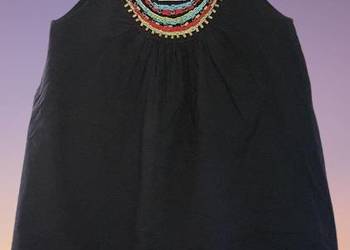 Czarny Damski Top Bez Rękawów W Stylu Boho Hippie Bohemian