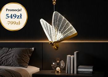 Żyrandol MOTYL M Złoty Glamour – Lampa Wisząca Designerska nad Stół/Wyspę