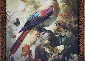 Obraz na płótnie i desce - Kolorowy ptaszek