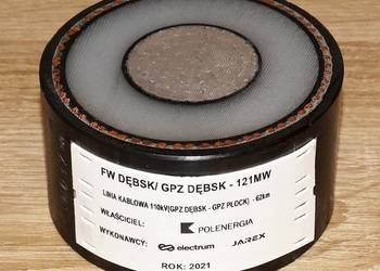 Eksponat wystawowy pokazowy, fragment przekrój kabla energetycznego 110 kV