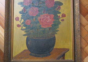 Róże w wazonie, olej na płótnie, 49x59 cm