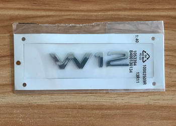 NOWE logo emblemat W12 znaczek przyklejany srebrny