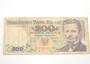 Stary banknot 200 złotych Dąbrowski 1988 antyk