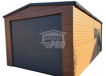 Garaż blaszany 4x6 m brama segmentowa 2x okno drzwi  GP766