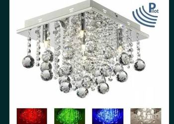 Lampa sufitowa plafon kryształowy żyrandol 33x33cm chromowana podstawa LED