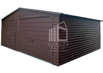 GARAŻ BLASZANY 6m x 6m - Brama uchylna - drzwi ID391