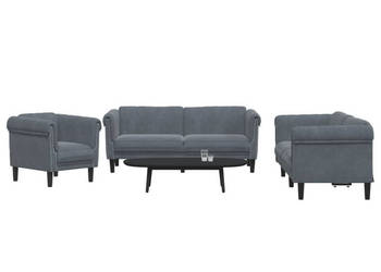 3-cz. komplet wypoczynkowy ciemnoszary obity aksamitem WM-3209210