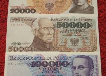 POLSKA PRL ZESTAW (3) Kolekcjonerskie Banknoty - 3 szt. UNC