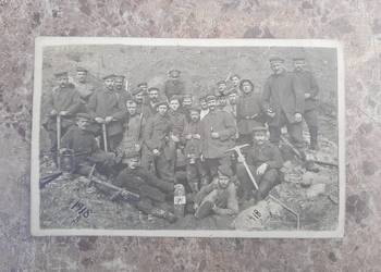 Stara pocztówka fotografia kolej kolejarze 1 WŚ 1918r