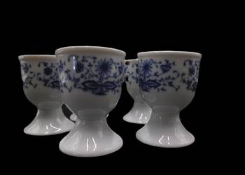 Kieliszki do jajek, wzór cebulowy, porcelanowe 5 szt.