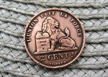 Belgia 2 Centymy 1871r - Napis po Francusku