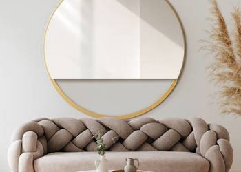 Lustro okrągłe w ramie złotej MDF SLIM z wolną przestrzenią - OLENA