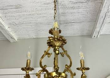 Francuski Żyrandol nr. 44 Francja, mosiądz 3-ram Antyk Lampa