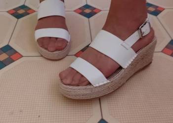 (40) ASOS/ Białe sandałki sandały na koturnie z Londynu, NOWE