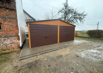 Garaż Blaszany 6x6 7x6 7x7 4x6 3x5 5x5 producent polska złoty dąb antracyt