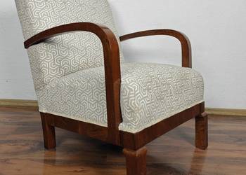Fotel Art Deco okleinowany orzechem po renowacji