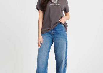 ciemnoszary t-shirt z nadrukiem Sinsay
