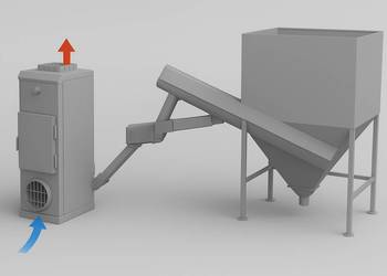 Nagrzewnica powietrza 60 kW na zrębki, trociny, zrzyny - dla stolarza