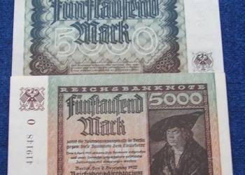 STARE NIEMCY 5000 MARK 1922 ROK Kolekcjonerski - 1 szt UNC