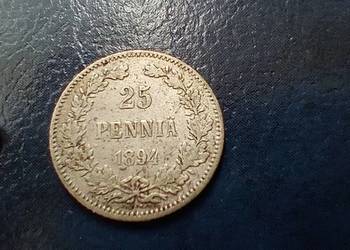 Stare monety 25 pennia 1894 Finlandia srebro