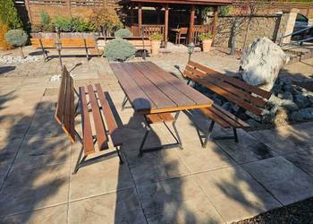 Stoły i ławki drewniane do ogródka restauracji 6 zestawów