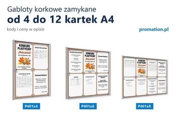Gablota korkowa zamykana 4–12×A4, tablica ogłoszeń do biura i szkoły P401