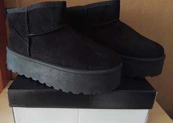 Buty damskie śniegowce zamszowe EV503 - czarny