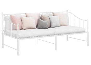 Sofa z wysuwaną ramą łóżka biała metalowa 90x200 cm WM-324777
