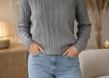Racing Green sweter warkocz szary 100% bawełna M
