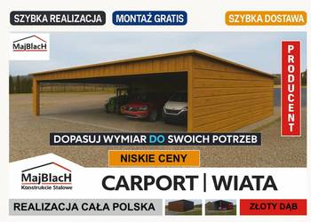 Drewnopodobny CARPORT WIELOSTANOWISKOWY |Wiata Samochodowa – Maj-BlacH