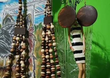 3-częściowy zestaw drewnianej biżuterii w stylu Boho