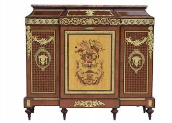 Piękna Komoda Empire - Drewno + Mosiądz Szafa - Intarsje Malunki Marmur