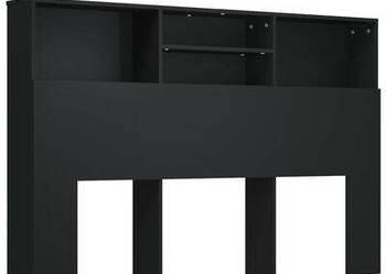 vidaXL Wezgłowie łóżka z półkami, czarne, 160x19x103,5 cm （SKU:811872）