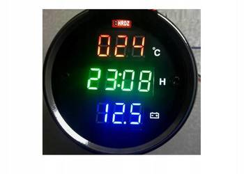 WOLTOMIERZ ZEGAREK TERMOMETR DO MOTOCYKLA 3w1 CHROMOWANY