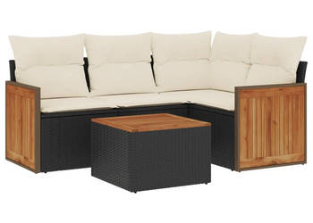 5-cz. zestaw wypoczynkowy do ogrodu poduszki czarny rattan PE WM-3260019