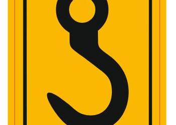 Naklejka ostrzegawcza hak pion