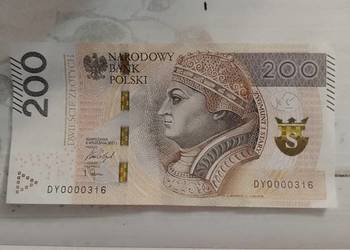 Banknot 200 zł seria DY 2021 0000316 promocja