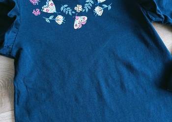 Bluzka koszulka dziewczęca na długi rękaw granatowa 116